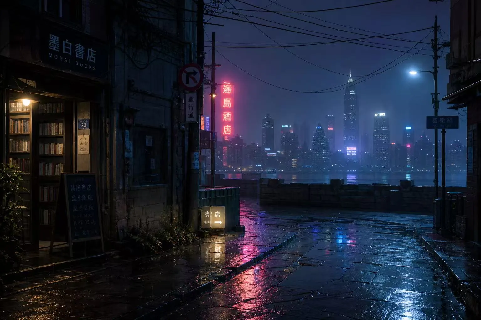 场景 · 书店外巷口